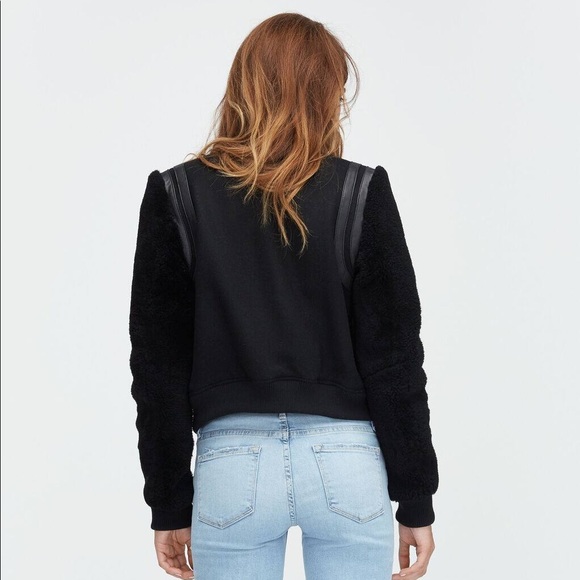 π S UGG Wool Leather Sherpa Varsity Bomber Jacket - Picture 4 of 13